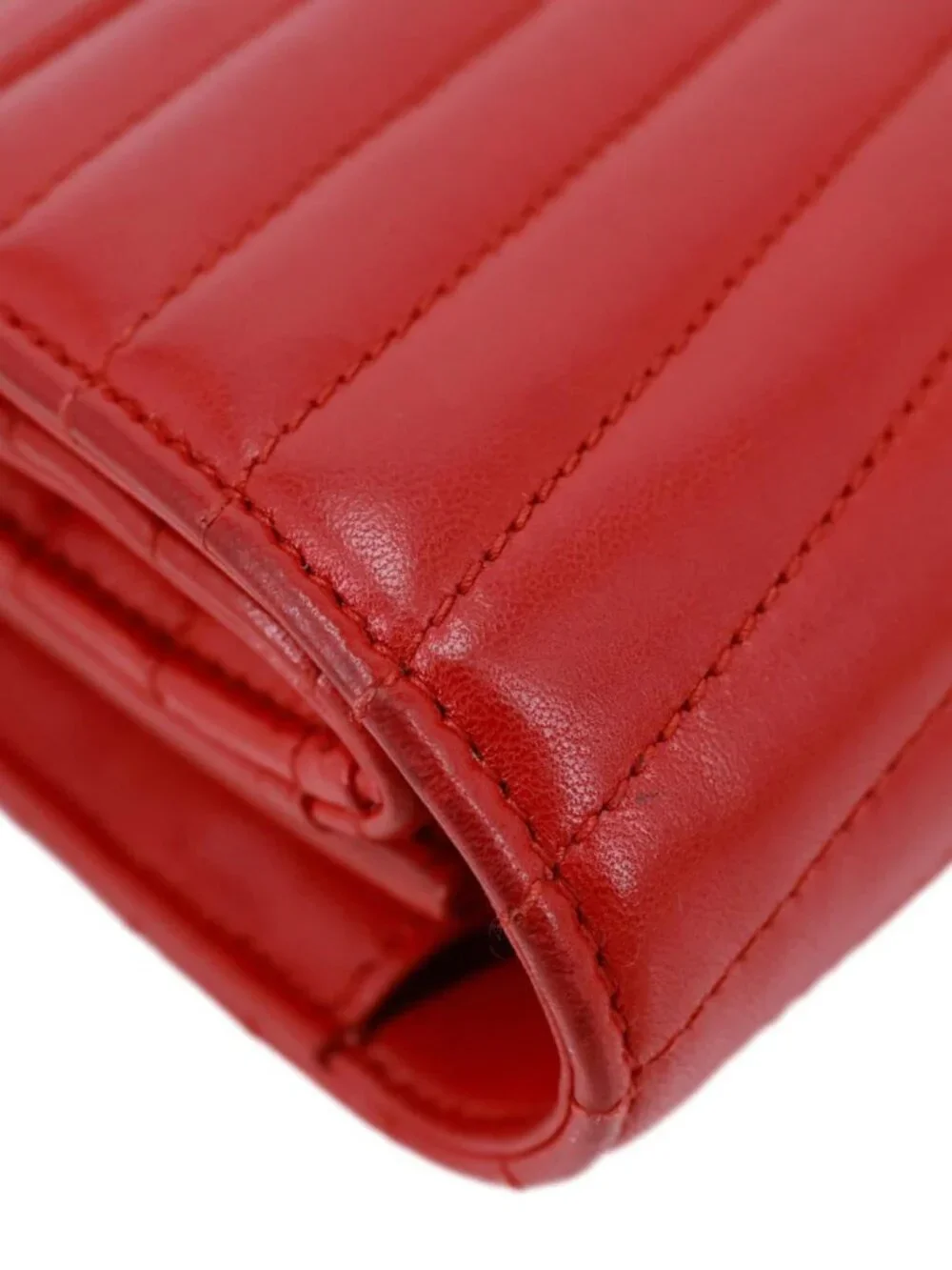 Yves Saint Laurent  Sulpice Matelasse Leather Wallet On Chain Red